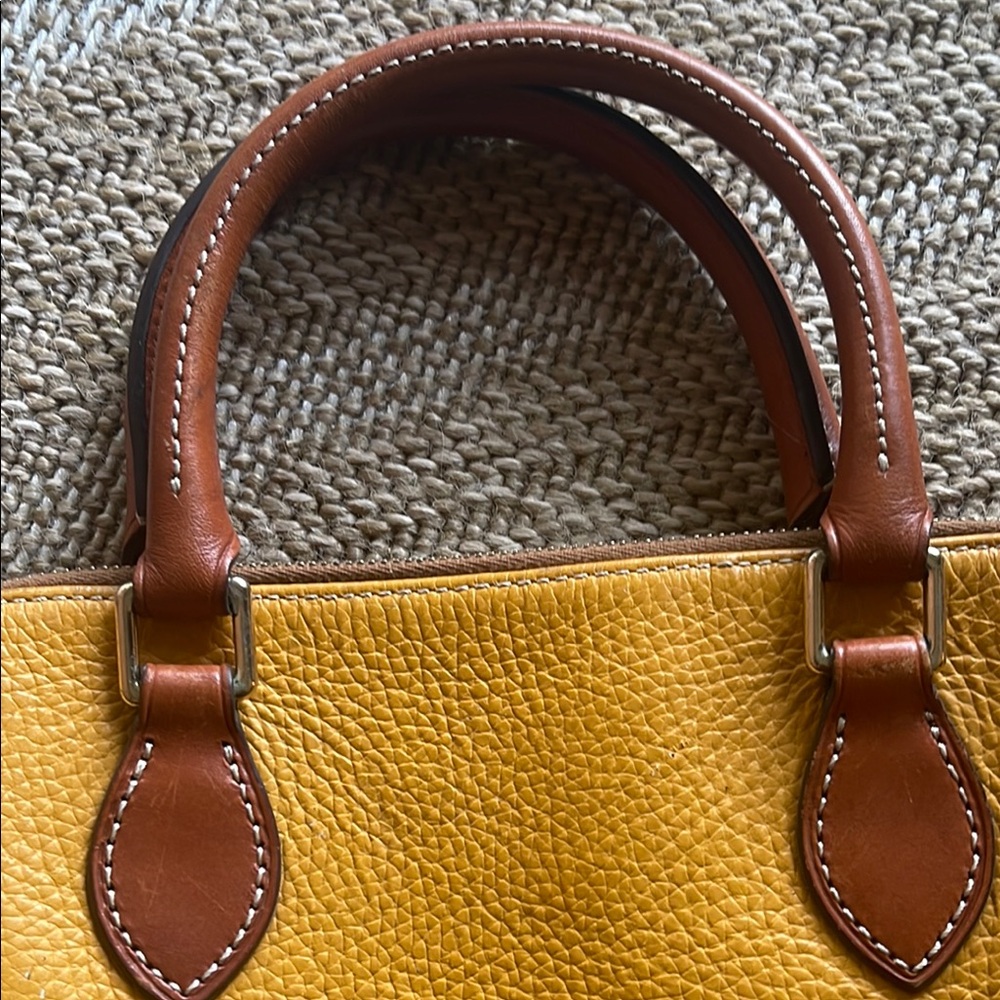 Dooney & Bourke Yellow and Brown Leather Satchel - Picture 3 of 9